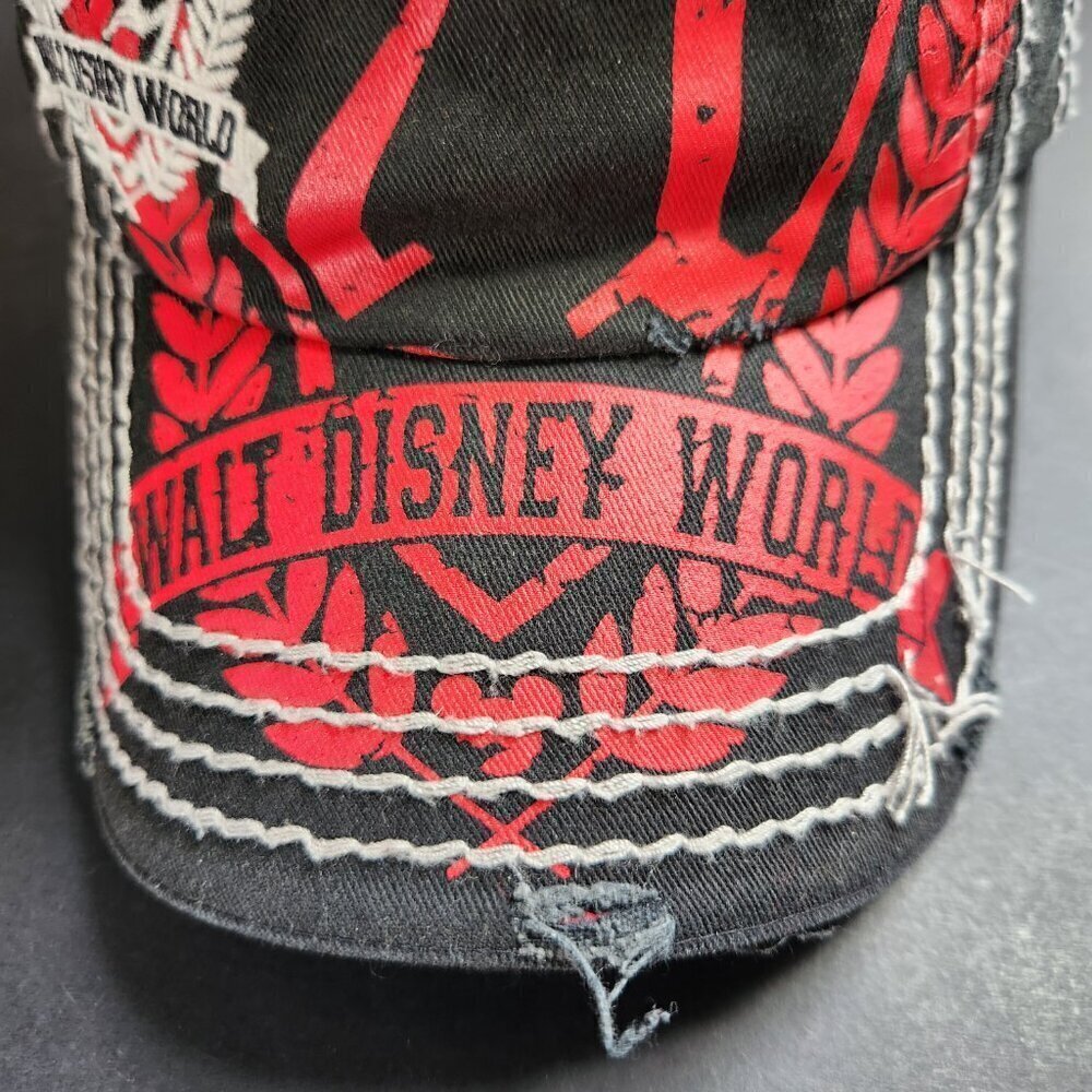 Disney Hat Cap Distressed All Over Embroidered Stitching Strap Back - Picture 4 of 11